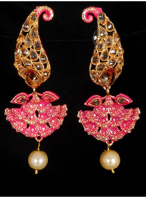 Reverse Ad Earrings With Meenakari Work